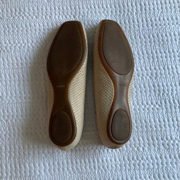 Hogan Flats Women 8.5 Tan Leather Square Toe Made in Italy Imitation Snakeskin - Picture 9 of 12